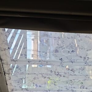 4 Sheer Floral Window Curtain Panel - White and Gray